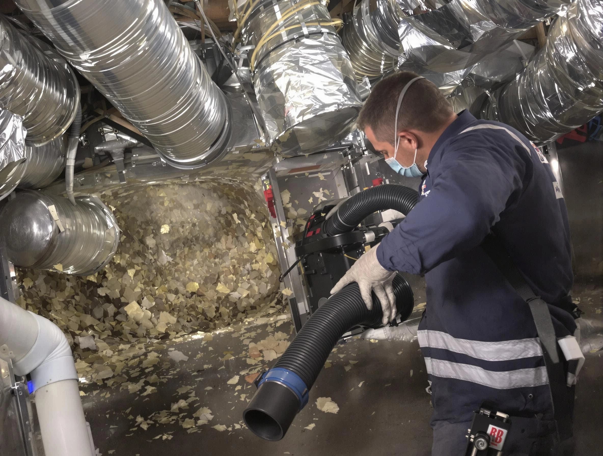 Lincoln Air Duct Cleaning specialist operating negative pressure cleaning equipment for thorough duct maintenance in Lincoln