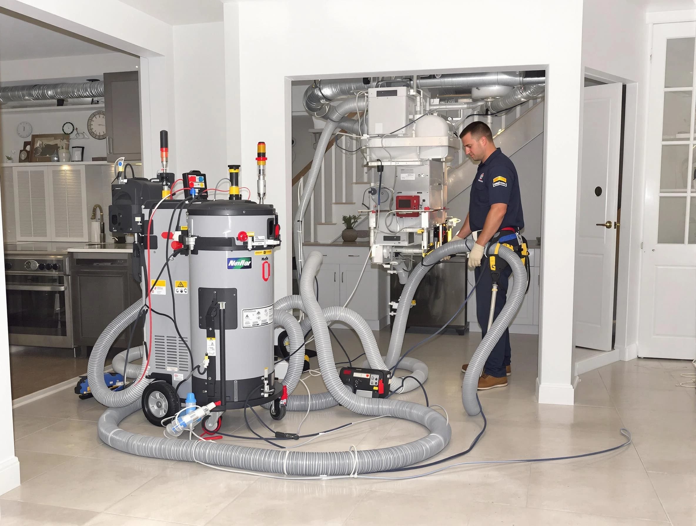 Lincoln Air Duct Cleaning technician operating negative pressure cleaning equipment for thorough duct maintenance in Lincoln