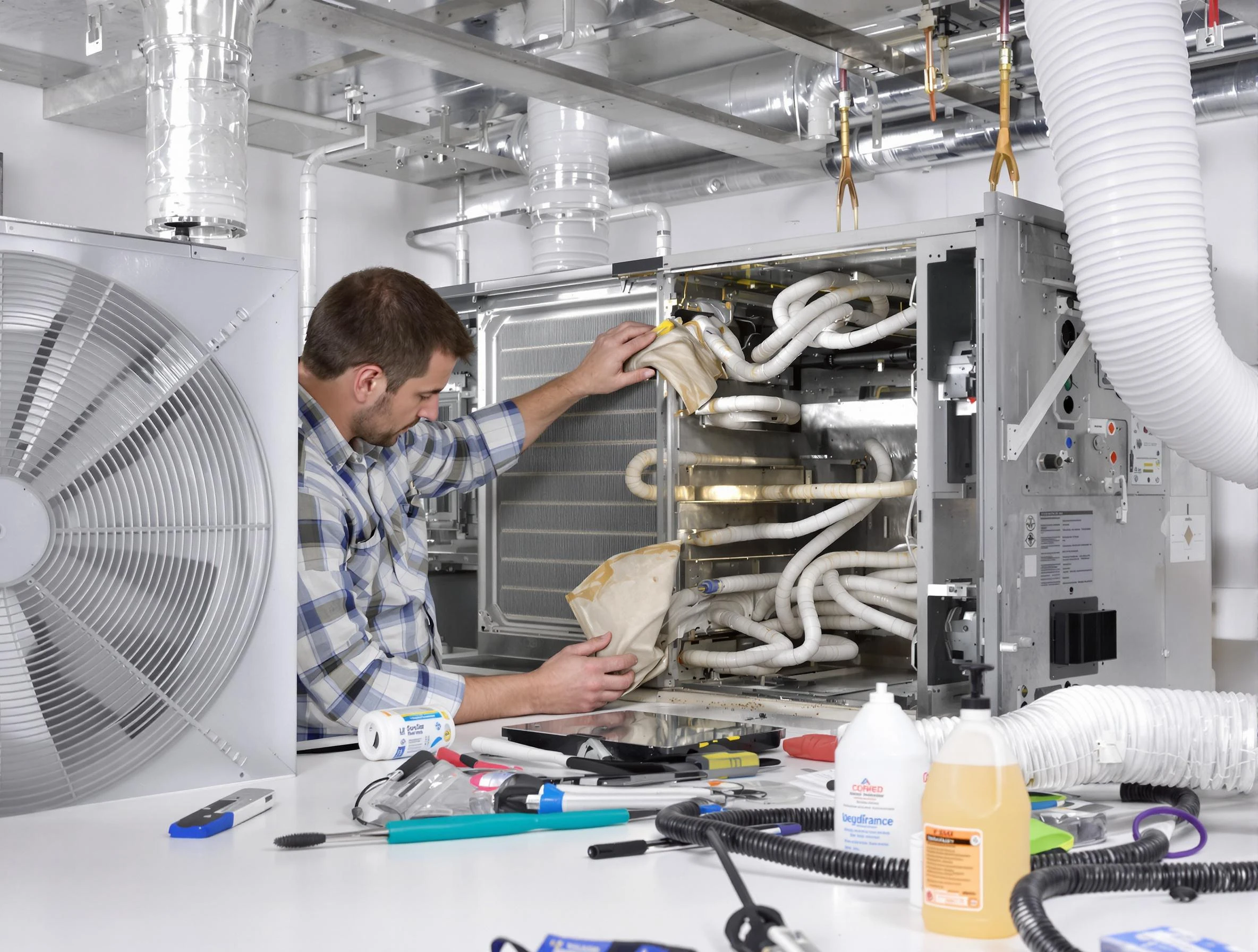 Lincoln Air Duct Cleaning specialist performing precision AC coil cleaning in Lincoln