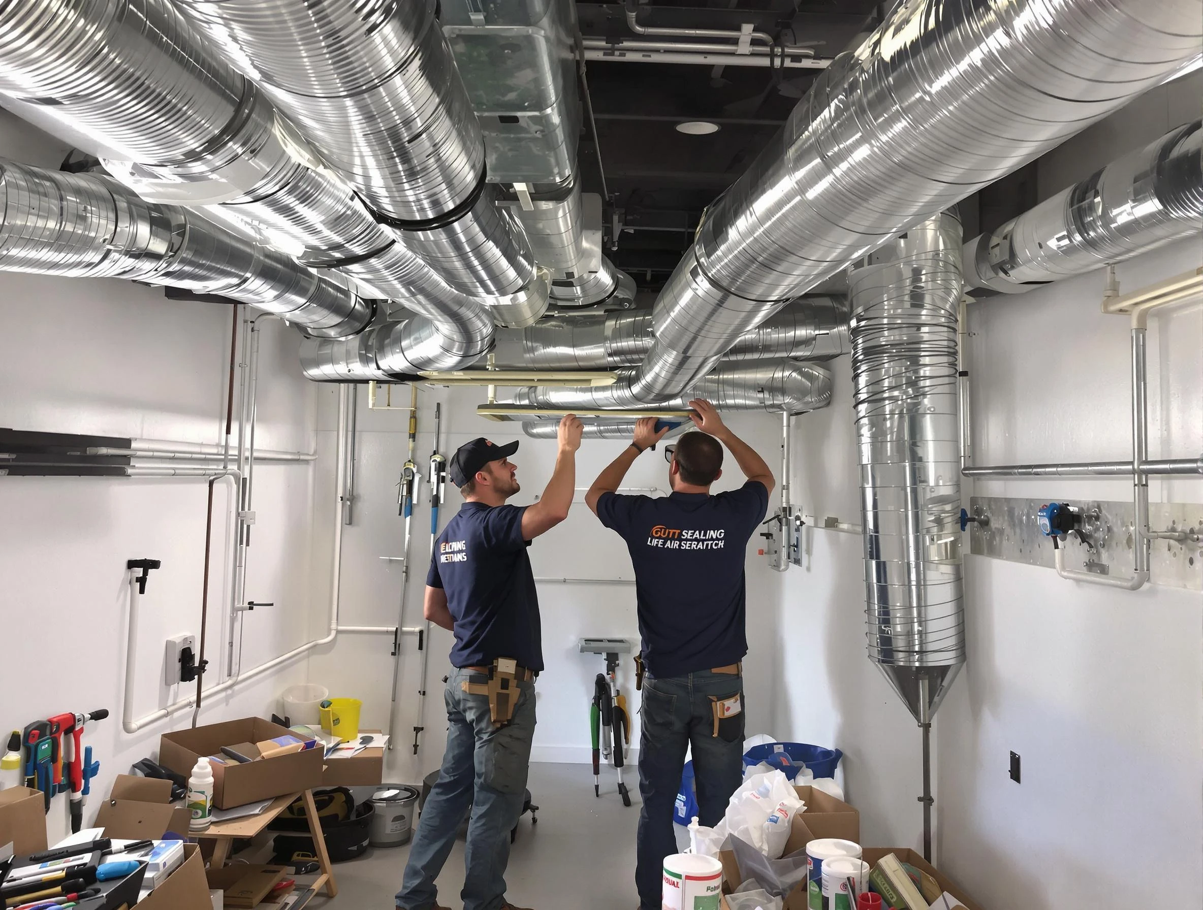 Lincoln Air Duct Cleaning technician applying professional duct sealing solutions in Lincoln
