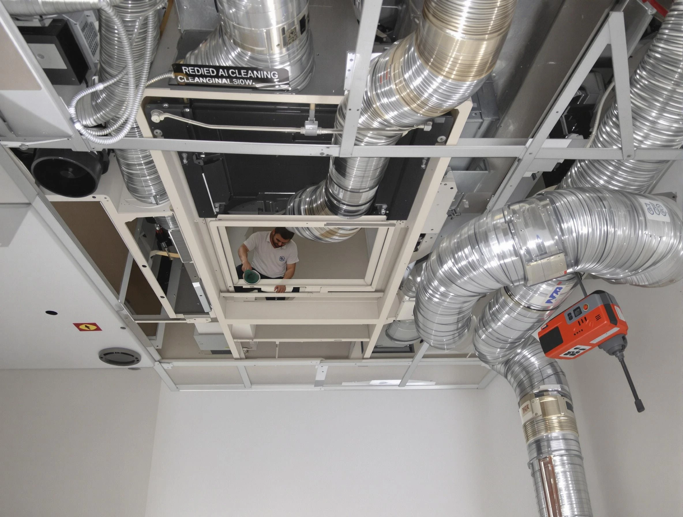 Lincoln Air Duct Cleaning technician performing detailed central duct system cleaning in Lincoln